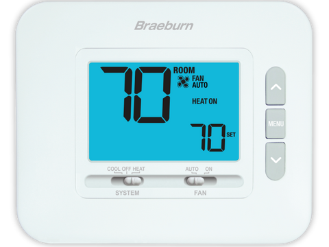 Thermostat, Digital, Non Programable, 1 Heat / 1 Cool, Braeburn 1030